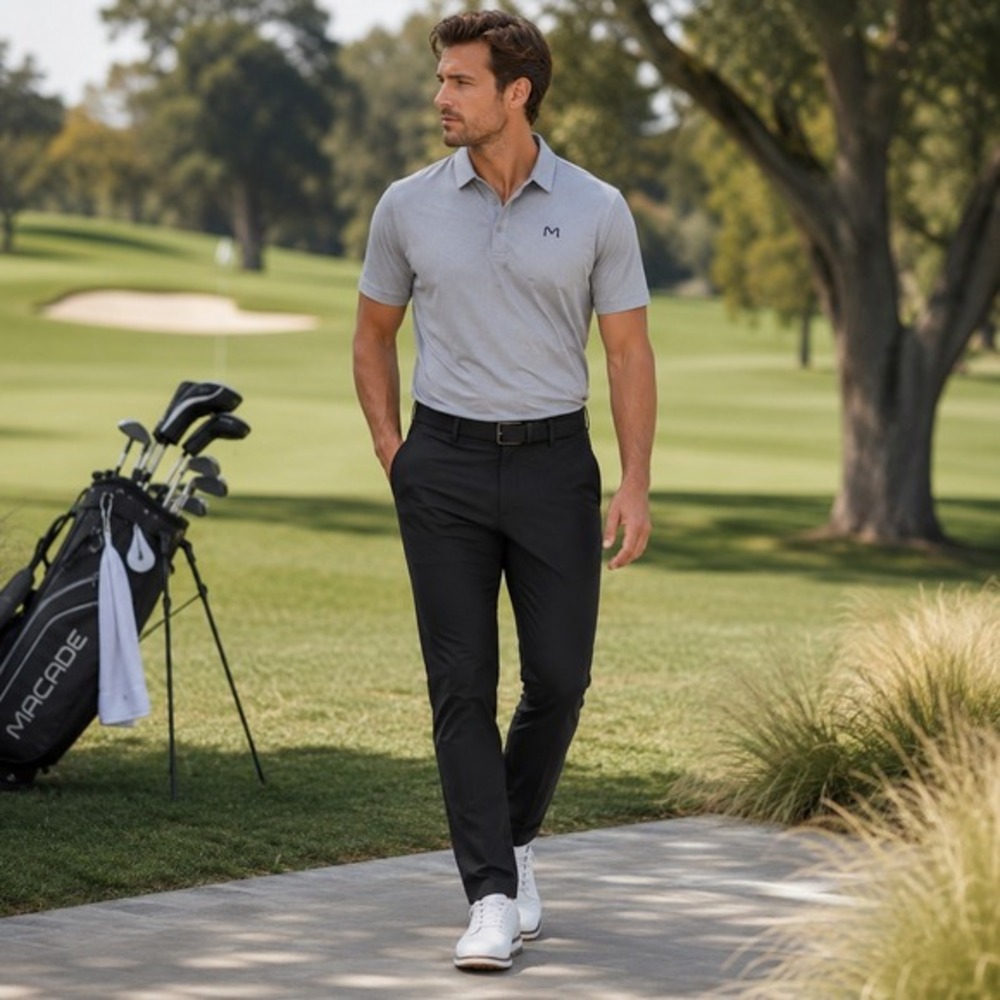 Macade Golf Pants Mens‎ 30x32 Black Performance Stretch Slim Fit Golf Trousers